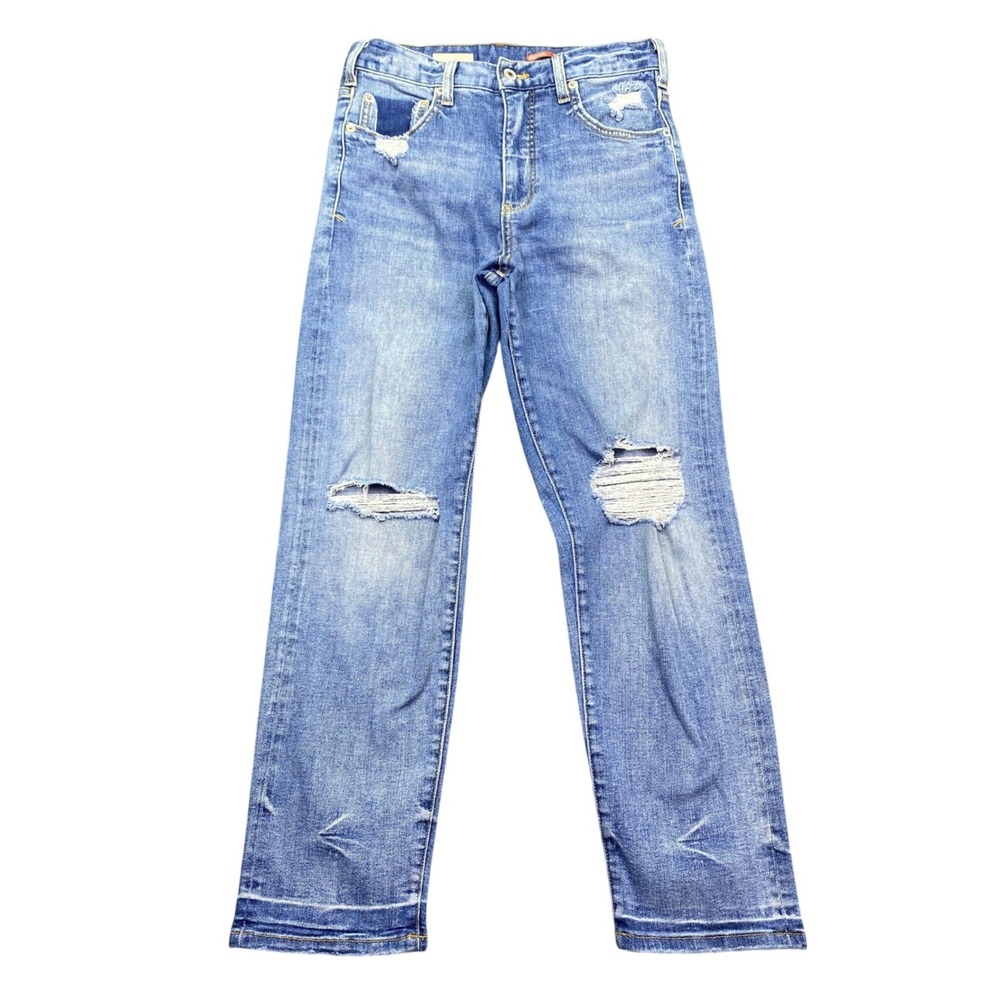 Pilcro and the Letterpress Vintage Straight Leg Distressed Jeans Blue‎ Sz 28 USA